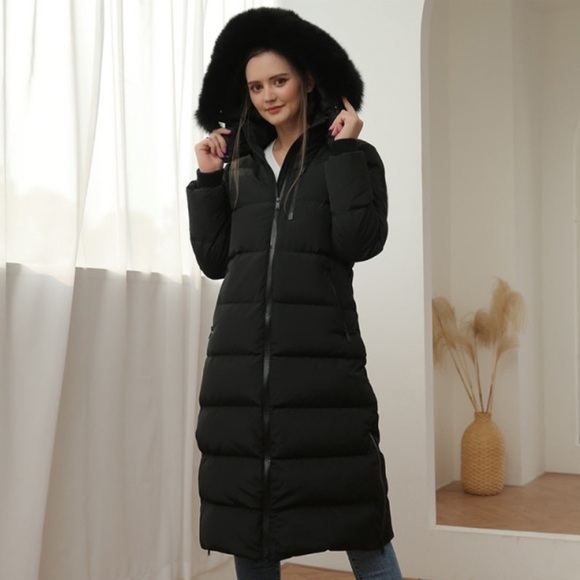 ANDREW Marc Black Tambos Long Puffer Faux Fur Trim Hood Jacket - Picture 12 of 14